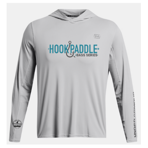 Watershed Hook and Paddle Under Armour Long Sleeve IsoChill SPF 50 Fishing Hoodie H&P Bass Series Logo