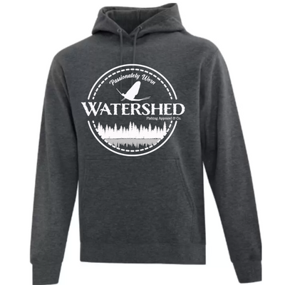 Watershed Fishing Apparel & Co. Classic Logo (White) Unisex Fleece Pullover Hoodie