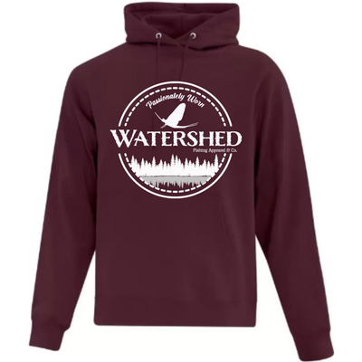 Watershed Fishing Apparel & Co. Classic Logo (White) Unisex Fleece Pullover Hoodie