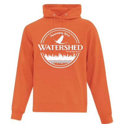 Watershed Fishing Apparel & Co. Classic Logo (White) Unisex Fleece Pullover Hoodie