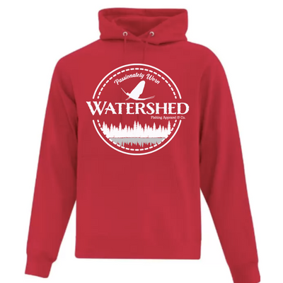 Watershed Fishing Apparel & Co. Classic Logo (White) Unisex Fleece Pullover Hoodie