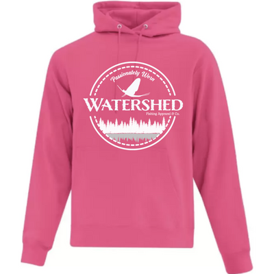 Watershed Fishing Apparel & Co. Classic Logo (White) Unisex Fleece Pullover Hoodie