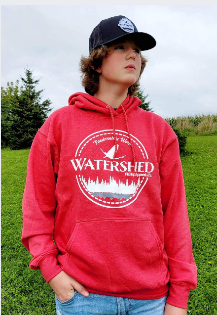 Watershed Fishing Apparel & Co. Classic Logo (White) Unisex Fleece Pullover Hoodie