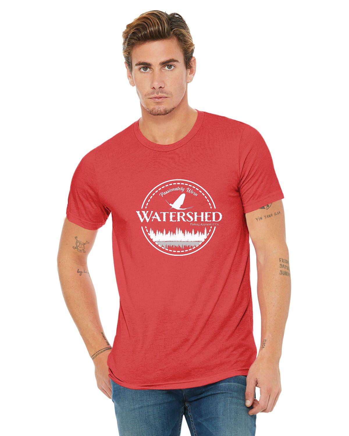 Watershed Fishing Apparel & Co. Classic Logo (White) Unisex Triblend T-Shirt