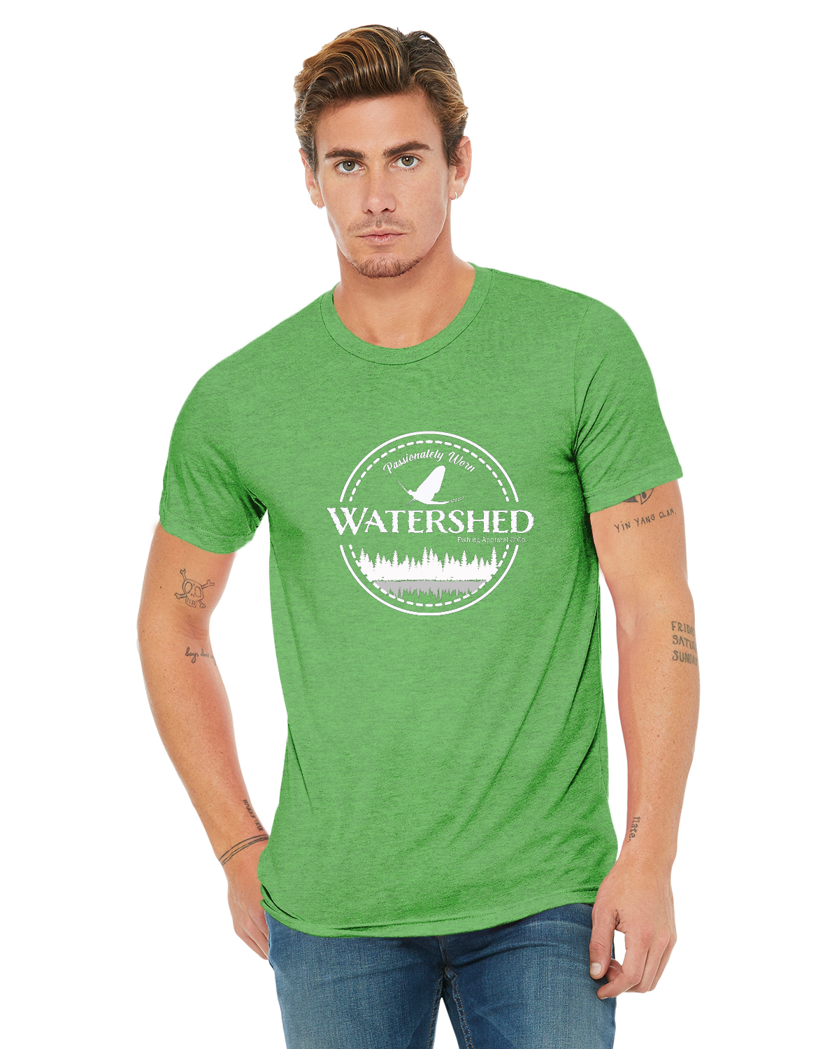 Watershed Fishing Apparel & Co. Classic Logo (White) Unisex Triblend T-Shirt
