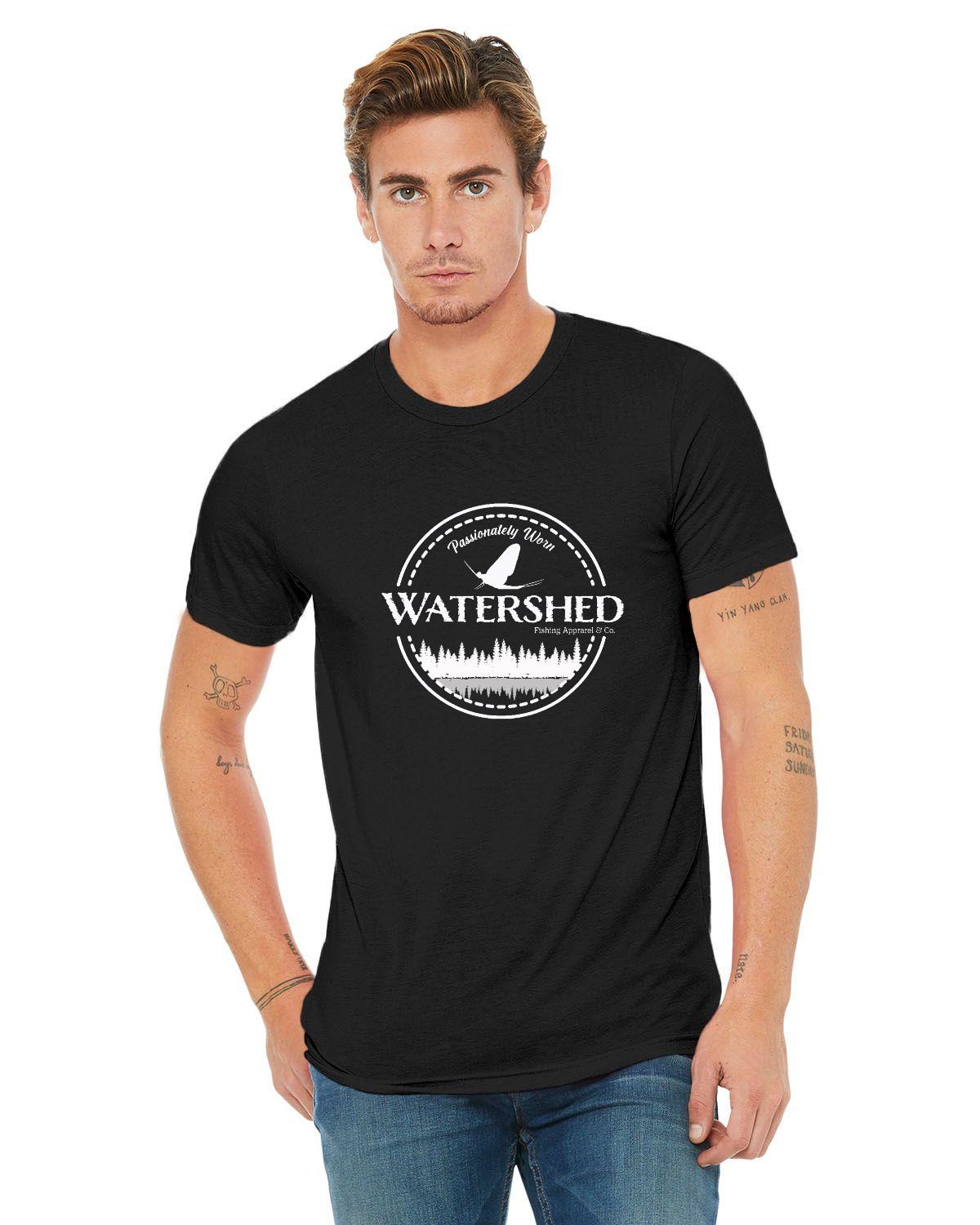 Watershed Fishing Apparel & Co. Classic Logo (White) Unisex Triblend T-Shirt