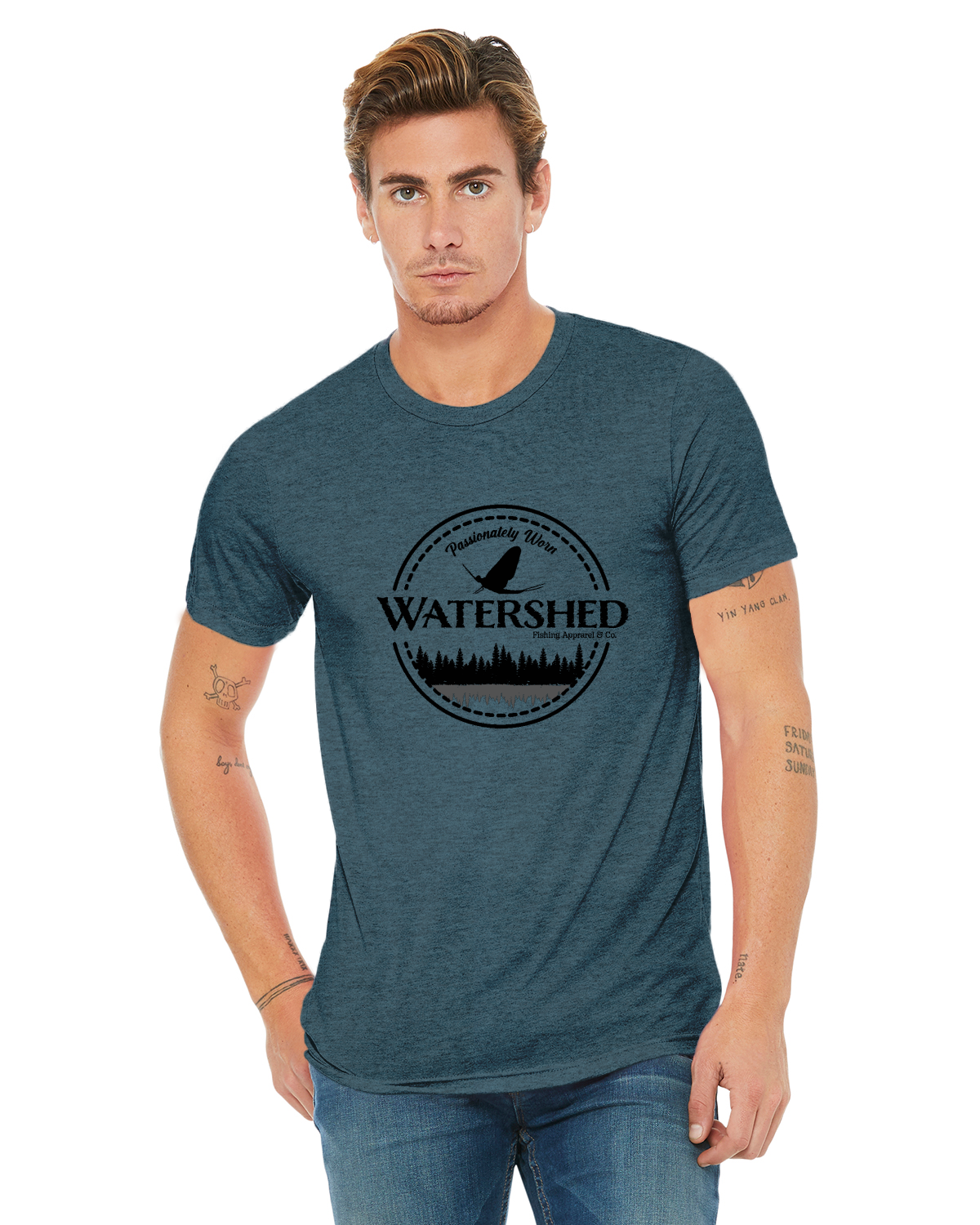 Watershed Fishing Apparel & Co. Classic Logo (Black) Unisex Triblend T-Shirt