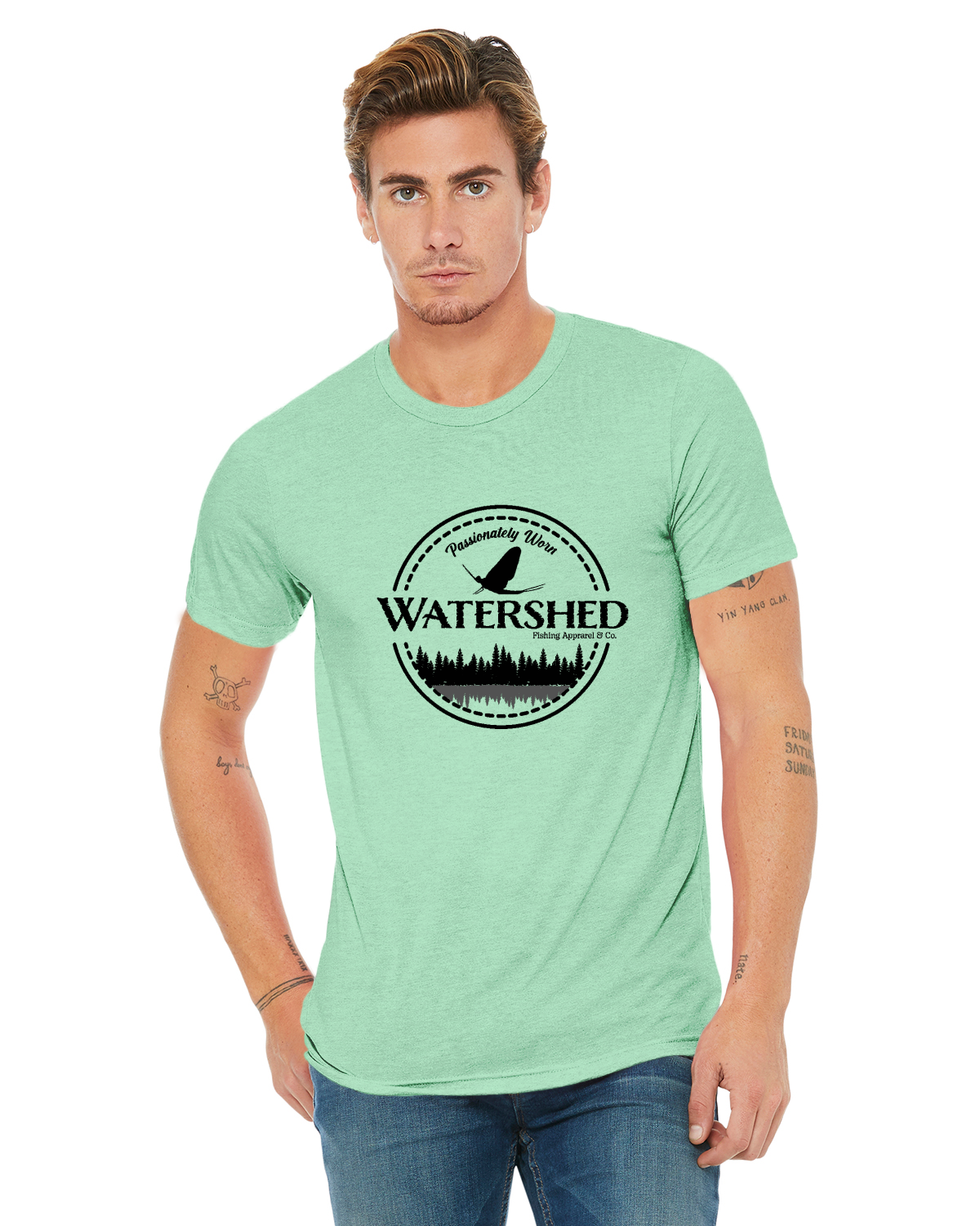 Watershed Fishing Apparel & Co. Classic Logo (Black) Unisex Triblend T-Shirt