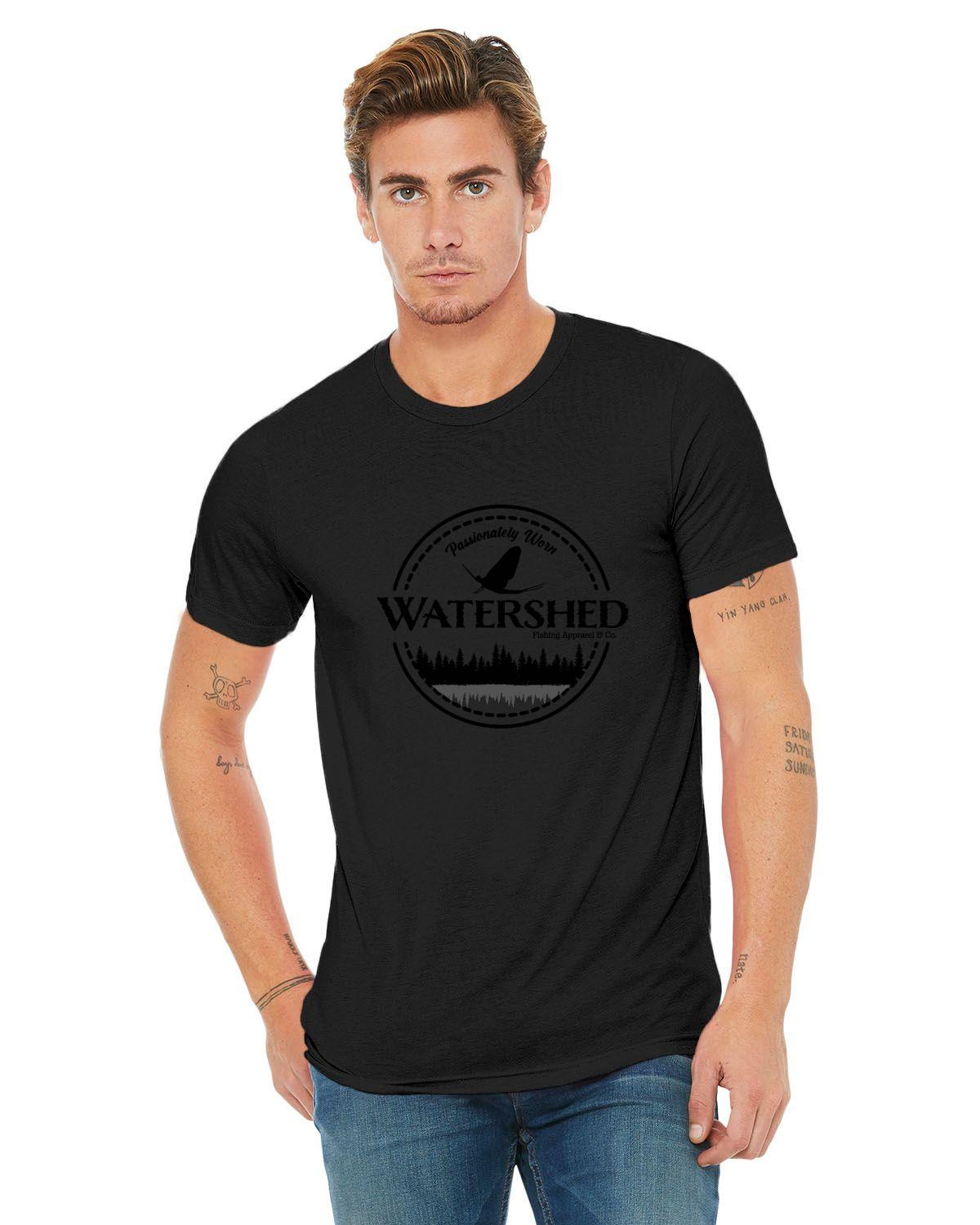 Watershed Fishing Apparel & Co. Classic Logo (Black) Unisex Triblend T-Shirt