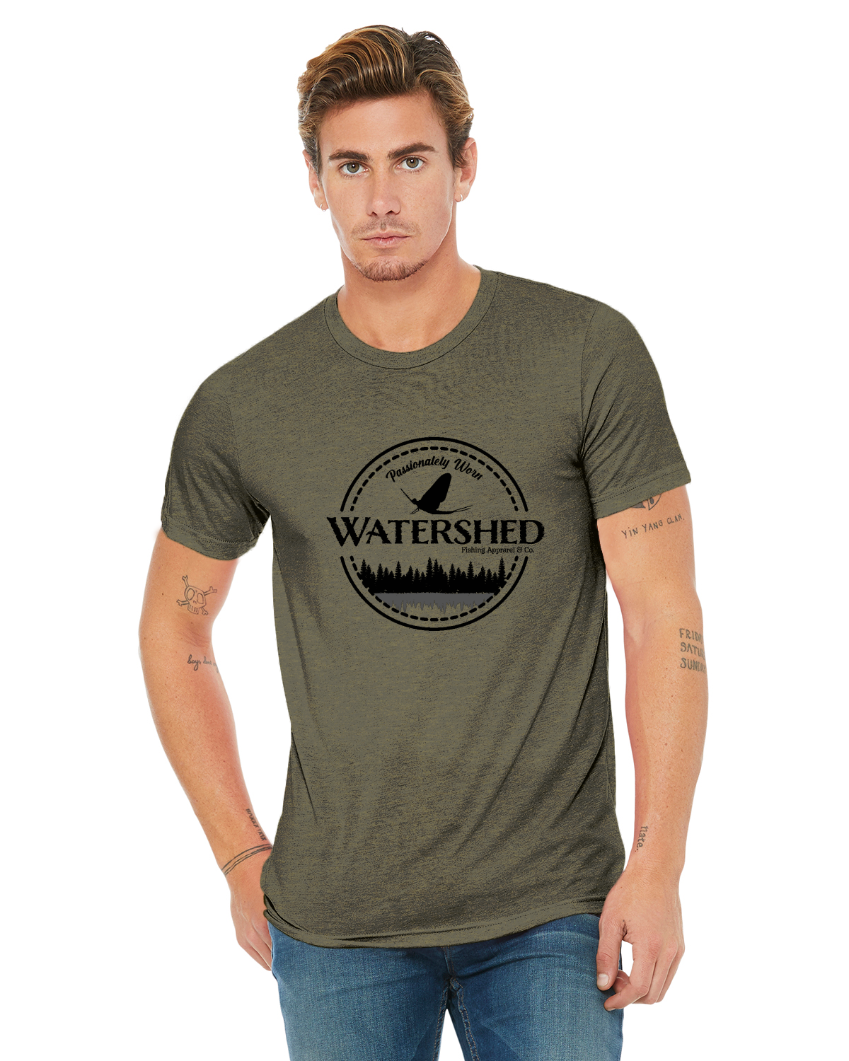Watershed Fishing Apparel & Co. Classic Logo (Black) Unisex Triblend T-Shirt