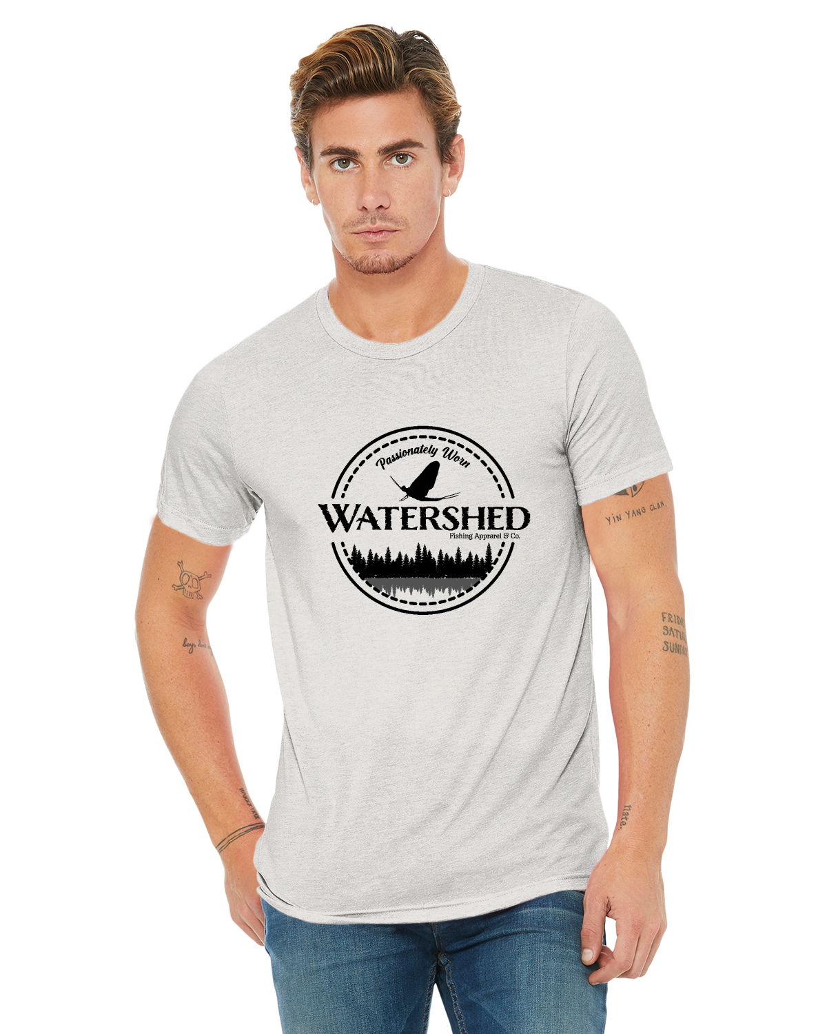 Watershed Fishing Apparel & Co. Classic Logo (Black) Unisex Triblend T-Shirt