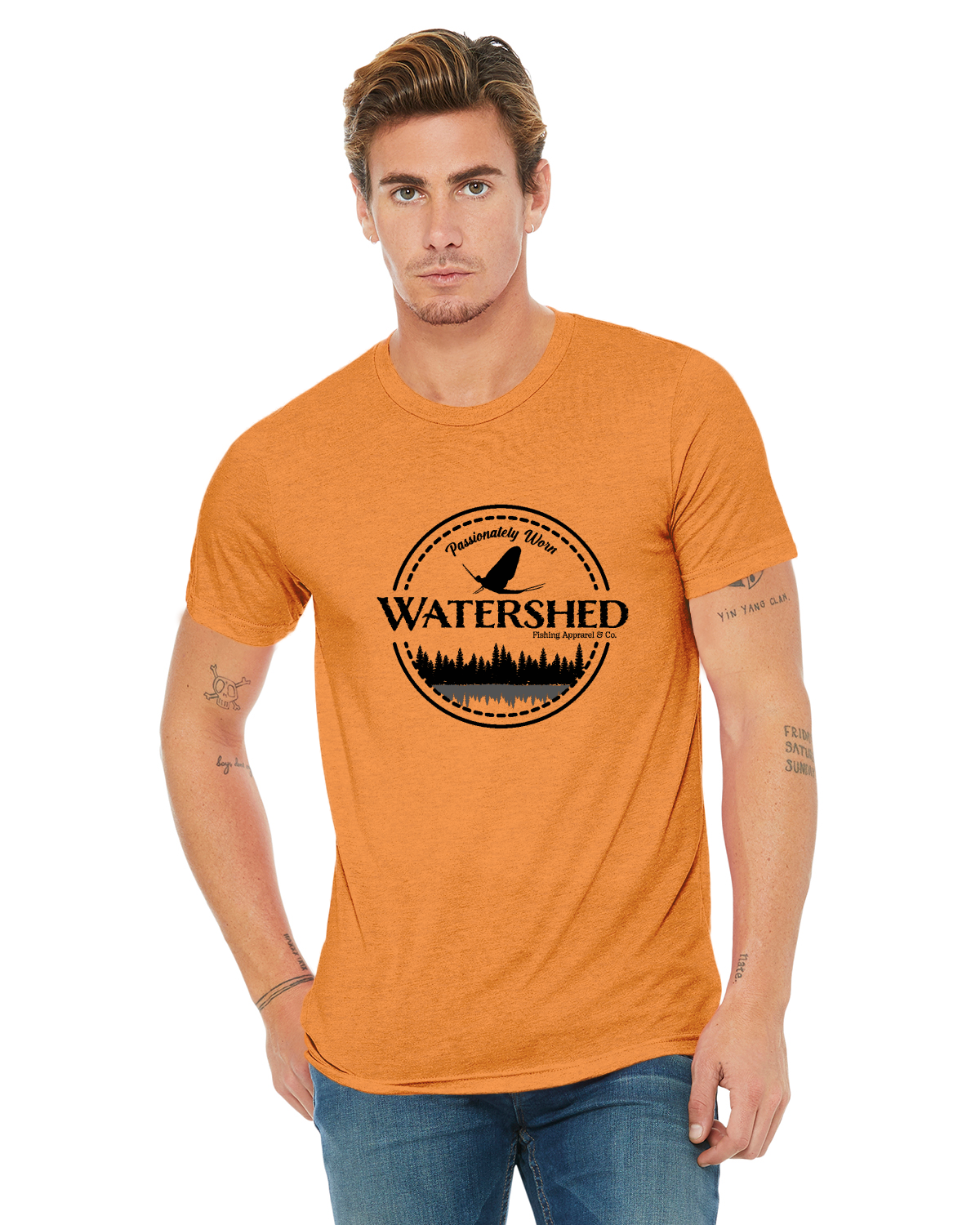 Watershed Fishing Apparel & Co. Classic Logo (Black) Unisex Triblend T-Shirt