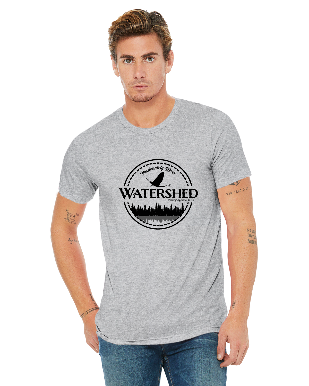 Watershed Fishing Apparel & Co. Classic Logo (Black) Unisex Triblend T-Shirt