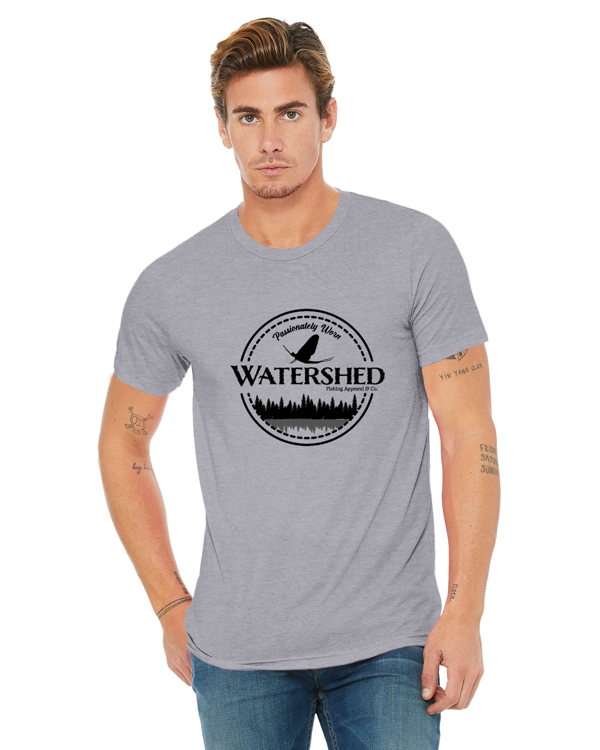 Watershed Fishing Apparel & Co. Classic Logo (Black) Unisex Triblend T-Shirt