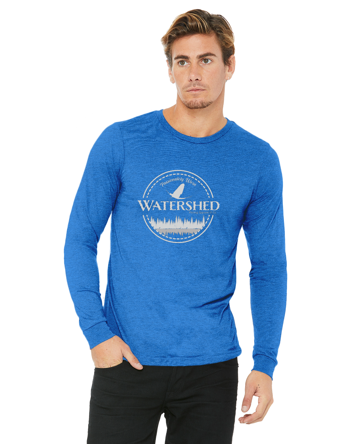 Watershed Fishing Apparel & Co. Classic Logo (Light Grey) Unisex Jersey Long-Sleeve T-Shirt