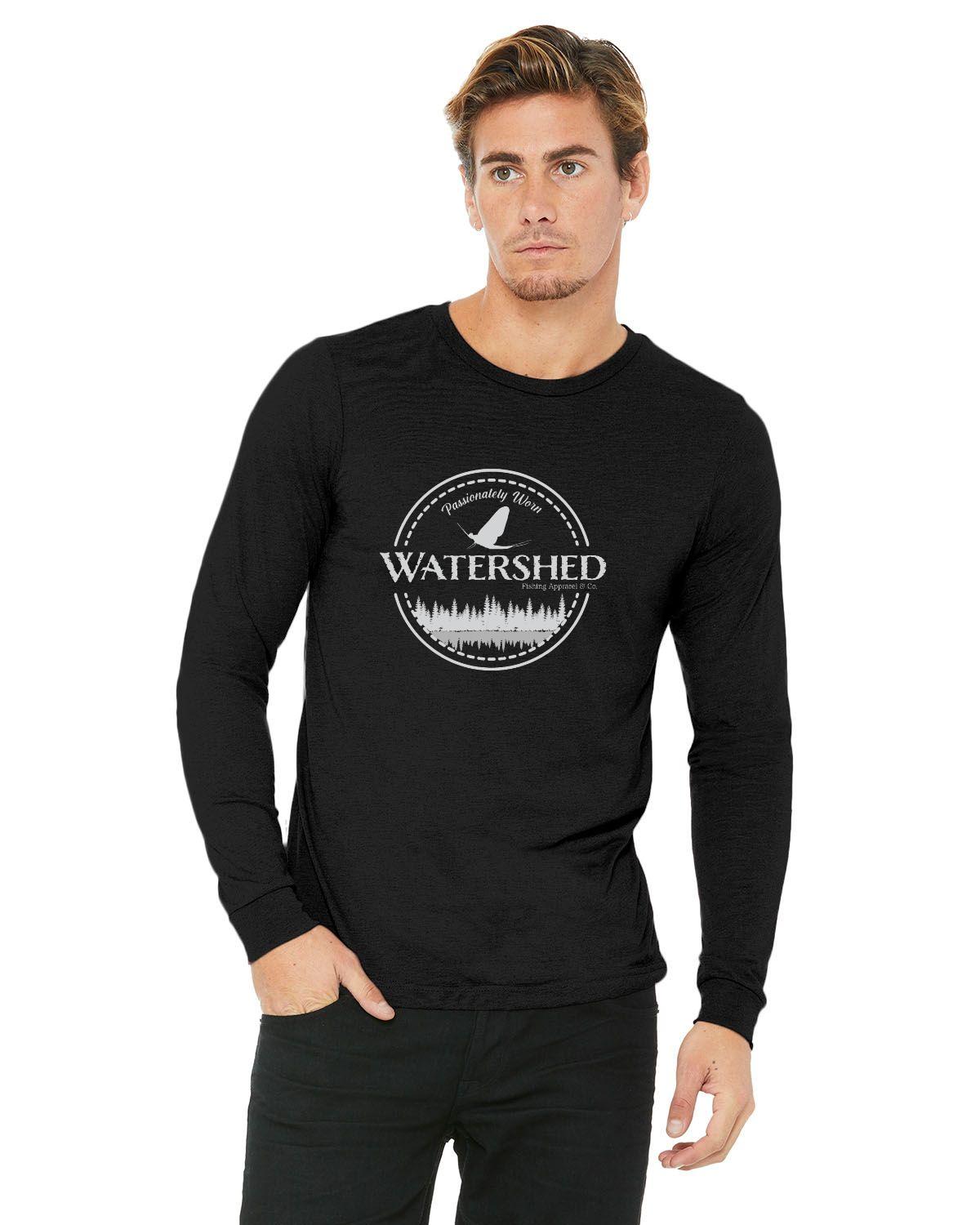 Watershed Fishing Apparel & Co. Classic Logo (Light Grey) Unisex Jersey Long-Sleeve T-Shirt