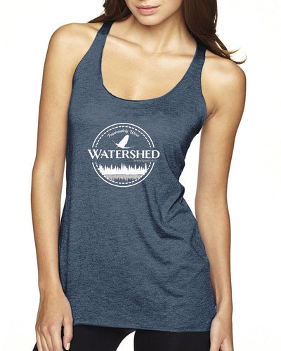 Watershed Fishing Apparel & Co. Classic Logo (White)  Ladies' Triblend Racerback Tank Top