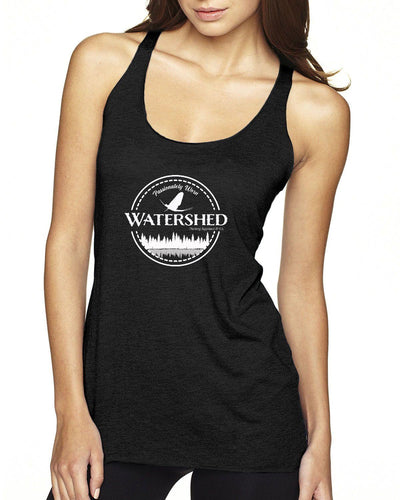 Watershed Fishing Apparel & Co. Classic Logo (White)  Ladies' Triblend Racerback Tank Top