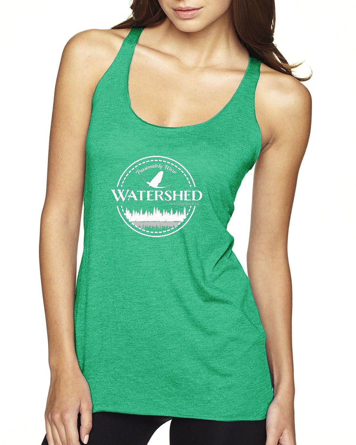 Watershed Fishing Apparel & Co. Classic Logo (White)  Ladies' Triblend Racerback Tank Top