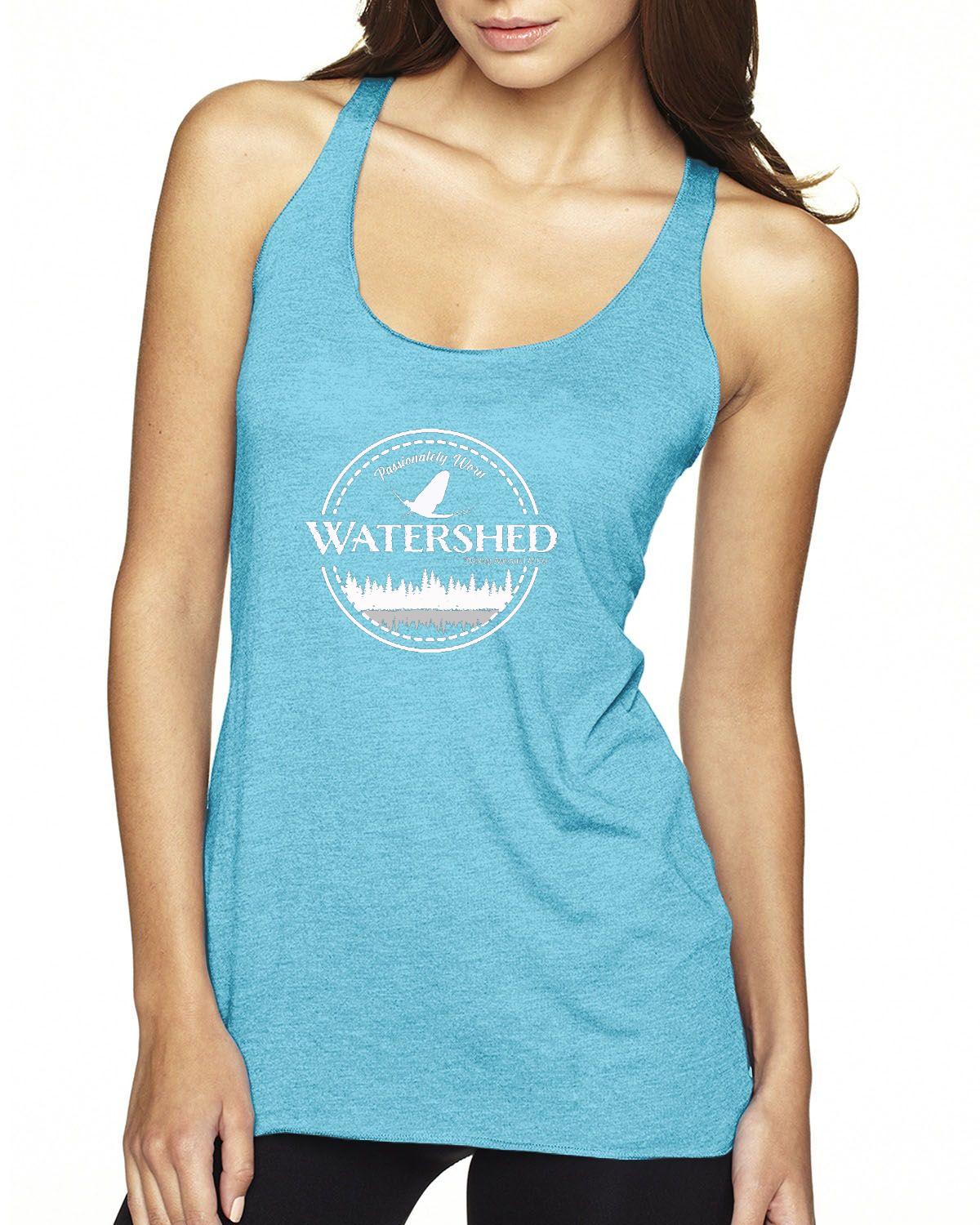 Watershed Fishing Apparel & Co. Classic Logo (White)  Ladies' Triblend Racerback Tank Top