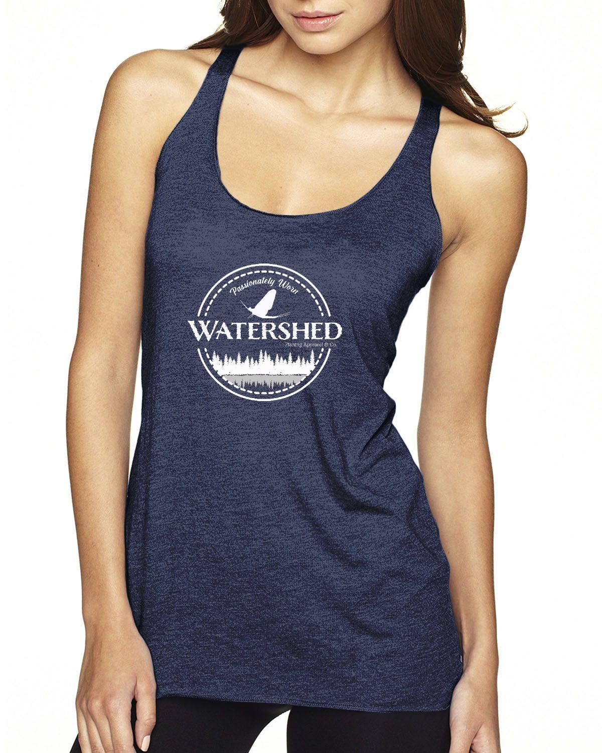 Watershed Fishing Apparel & Co. Classic Logo (White)  Ladies' Triblend Racerback Tank Top