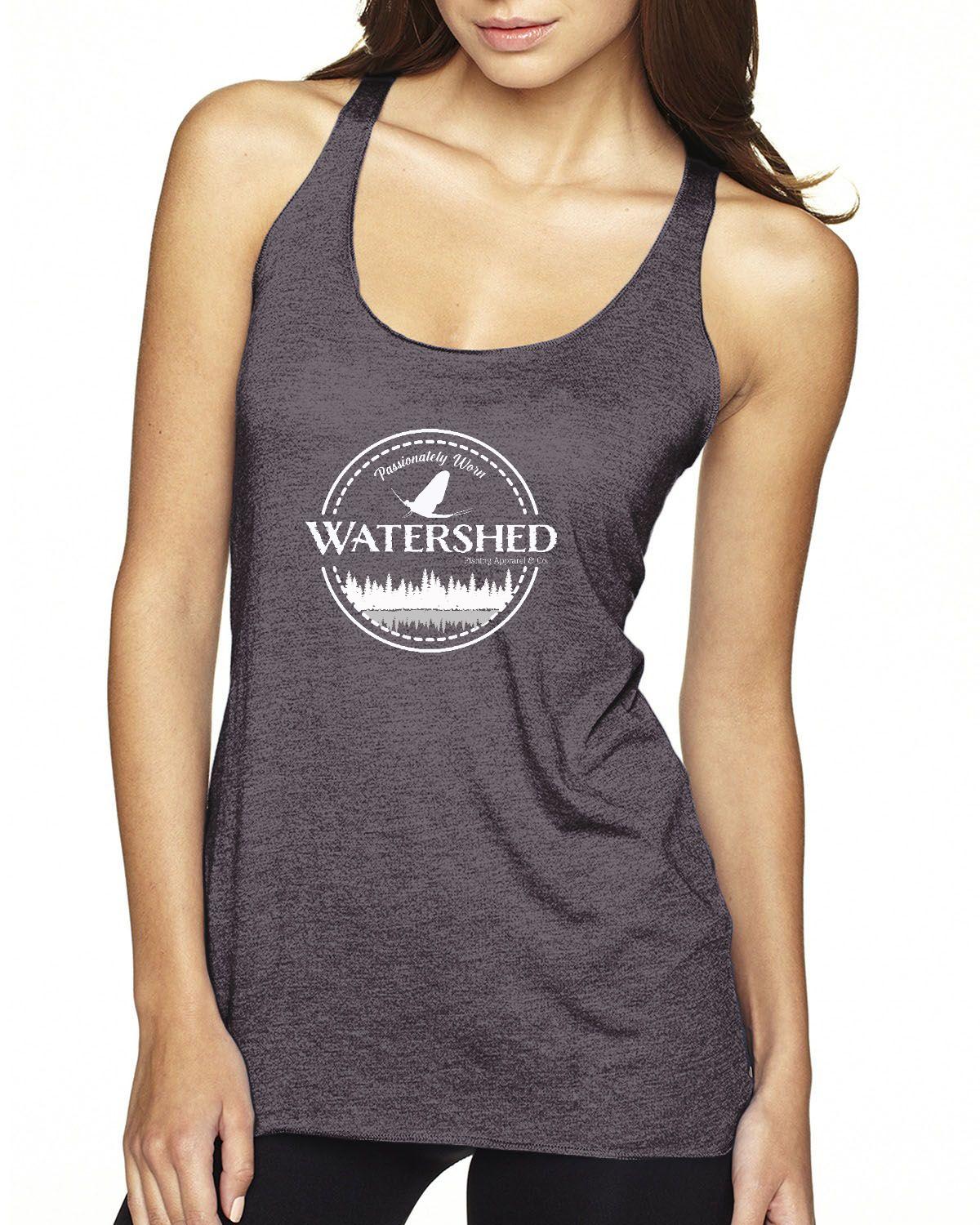 Watershed Fishing Apparel & Co. Classic Logo (White)  Ladies' Triblend Racerback Tank Top