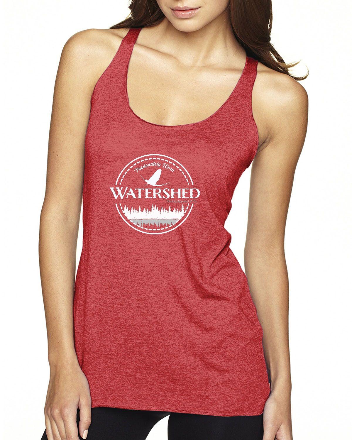 Watershed Fishing Apparel & Co. Classic Logo (White)  Ladies' Triblend Racerback Tank Top