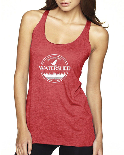 Watershed Fishing Apparel & Co. Classic Logo (White)  Ladies' Triblend Racerback Tank Top