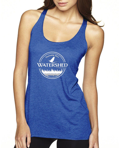 Watershed Fishing Apparel & Co. Classic Logo (White)  Ladies' Triblend Racerback Tank Top