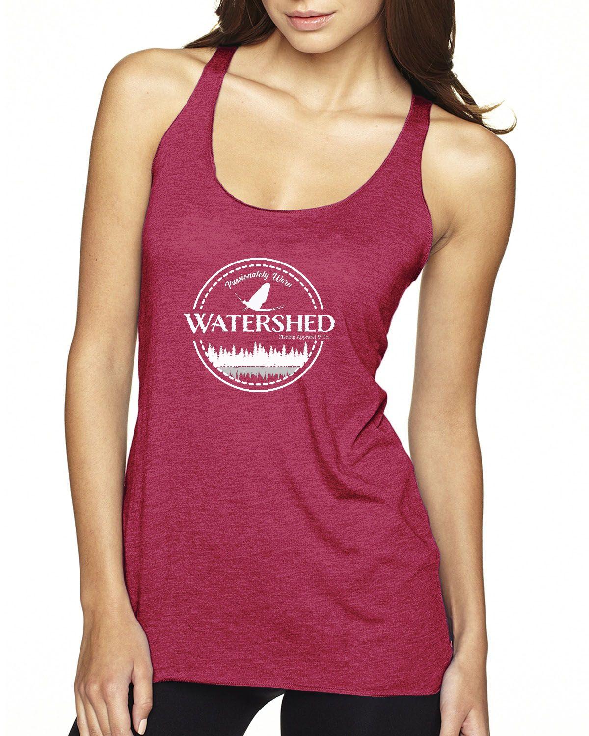 Watershed Fishing Apparel & Co. Classic Logo (White)  Ladies' Triblend Racerback Tank Top