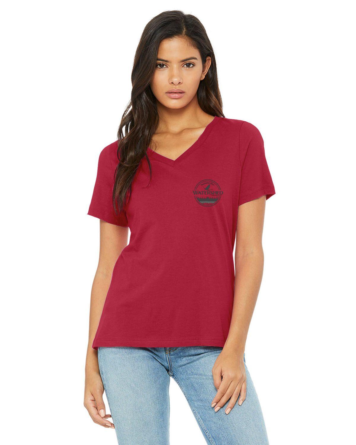 Watershed Fishing Apparel & Co. Classic Logo (Dark Grey) Ladies' Relaxed Jersey V-Neck T-Shirt
