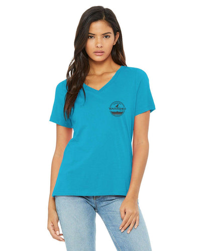 Watershed Fishing Apparel & Co. Classic Logo (Dark Grey) Ladies' Relaxed Jersey V-Neck T-Shirt