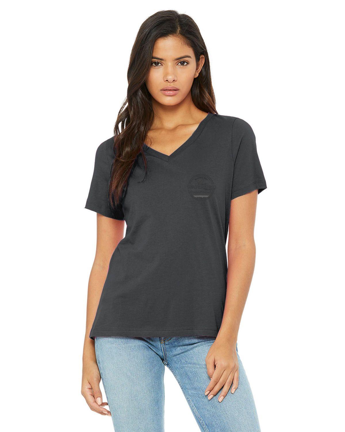 Watershed Fishing Apparel & Co. Classic Logo (Dark Grey) Ladies' Relaxed Jersey V-Neck T-Shirt