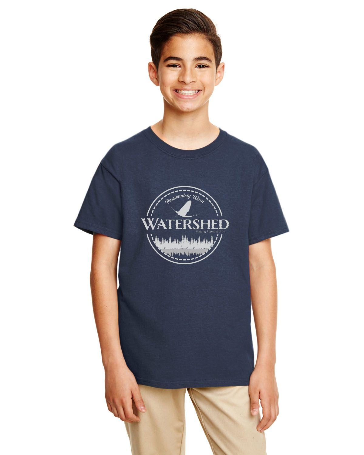 Watershed Fishing Apparel & Co. Classic Logo (Light Grey) Youth T-Shirt