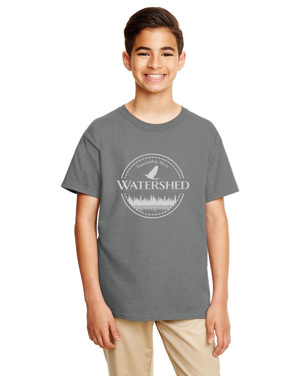 Watershed Fishing Apparel & Co. Classic Logo (Light Grey) Youth T-Shirt