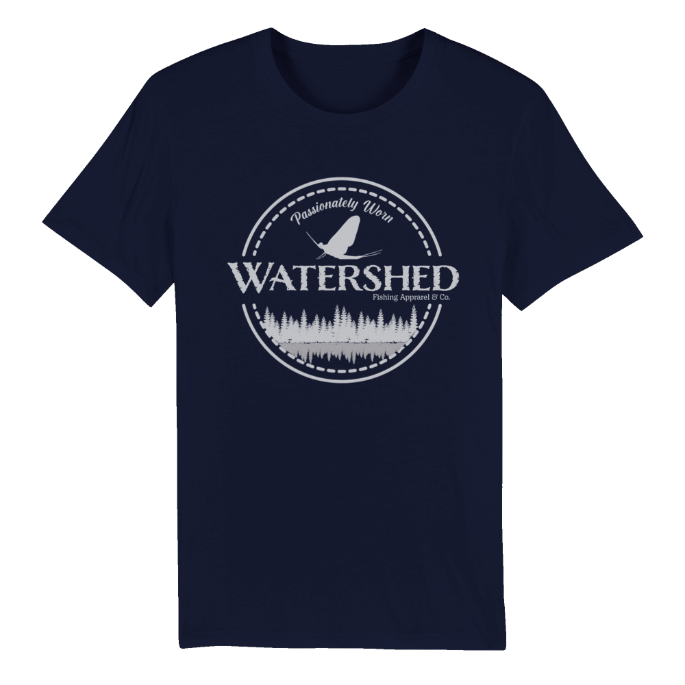 Watershed Fishing Apparel & Co. Classic Logo (Light Grey) Organic Unisex Crewneck T-shirt